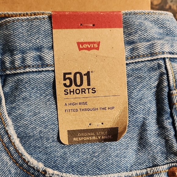 Levi's Distressed Blue Denim Shorts - Picture 3 of 3